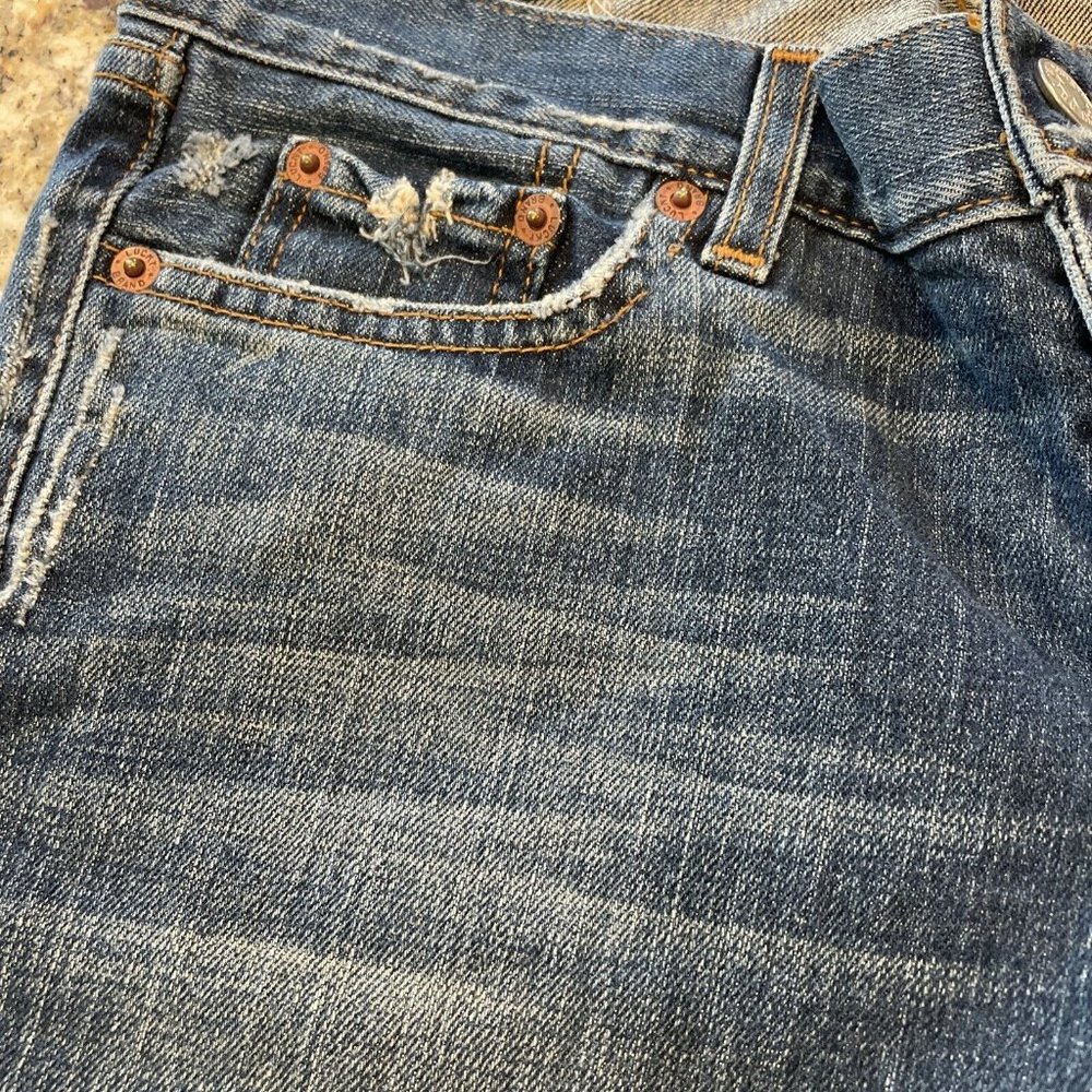 Lucky Brand Dungarees "Dream Jean” Womens Size 4/27 Long Made Is USA Dark Wash - Picture 9 of 12
